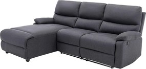 Kanapa narożna z elektryczną funkcją relax z tkaniny – kolor antracytowy – lewostronna -  LUNANO