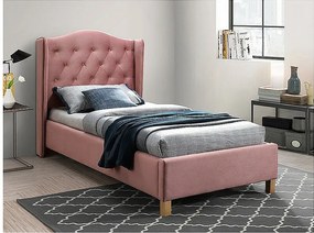 Łóżko tapicerowane ASPEN VELVET 90x200 różowe