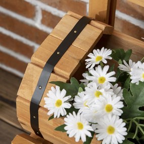 Outsunny Podniesiona Skrzynka na Kwiaty z Kratą Rustykalny Styl Żółta Drewniana do Ogrodu 45x45x80cm | Aosom PL