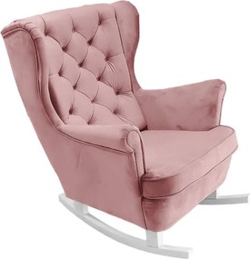 Fotel USZAK bujany tapicerowany z podłokietnikami, kolor Różowy tkanina MAGIC VELVET