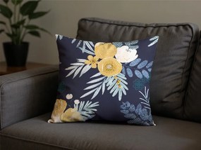 Zestaw 2 sztuk dekoracyjnych poszewek na poduszki z mikrofibry FLOWERISH 45x45 cm, ciemnoniebieska