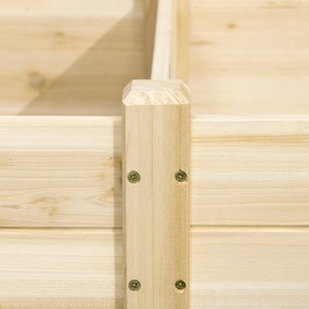 Outsunny Skrzynka na kwiaty z drewna naturalnego Duża sadzarka ogrodowa z 2 miejscami na warzywa 244x615x27cm | Aosom PL