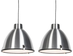 Zestaw 2 lamp wiszących aluminiowych 38 cm ściemnianych - AnterosPrzemysłowy Oswietlenie wewnetrzne