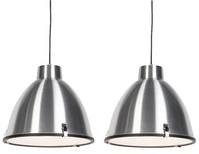 Zestaw 2 x industrialna lampa wisząca aluminium 38cm - AnterosPrzemysłowy Oswietlenie wewnetrzne