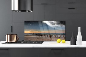 Szkło do Kuchni na Ścianę Bezkresny Błękit Oceanu