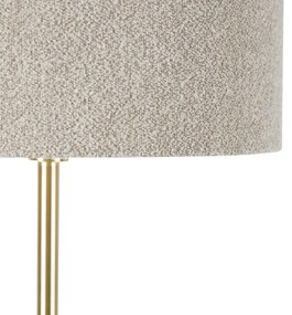 Mosiężna lampa podłogowa z abażurem boucle taupe 50 cm - SimploDesignerski Oswietlenie wewnetrzne