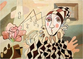 Obraz - Kubizm - harlequin and rose (70x50 cm)