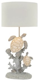 Biało-szara lampa stołowa z tekstylnym kloszem (wysokość 63,5 cm) Turtle – Mauro Ferretti