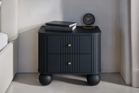 Zestaw szafek nocnych Vesper 56 cm - czarny / złote uchwyty / nogi kule