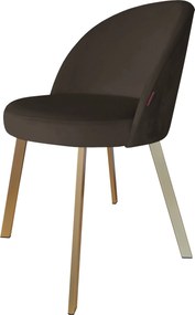 Krzesło TRIX tkanina Welur noga metalowa : Kolor nogi - Złota profil, Kolor tkaniny - VELVET - MG05, Typ siedziska - Siedzisko stałe