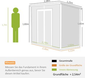 Outsunny 2,4 x 1,3 m Domek Ogrodowy, Szopa z Plastiku z Podłogą, Okno, Zamknięte Drzwi, dla Ogrodu, Tarasu, Szary