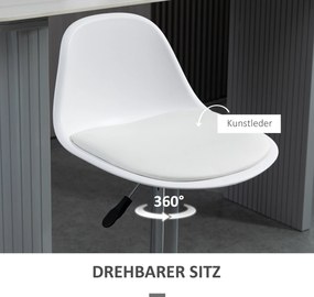 HOMCOM Zestaw 2 hokerów nowoczesne krzesła barowe do 120 kg białe stylowe siedziska | Aosom PL