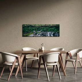 Obraz wodospadów w przyrodzie (z zegarem) (90x30 cm)