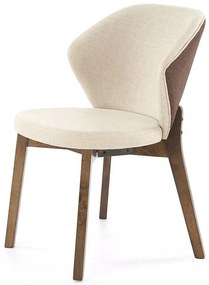 Nowoczesne beżowe krzesło drewniane - Defiks