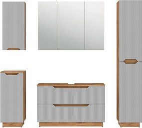 Zestaw mebli łazienkowych dąb/szary w paski 99.4x32x62.5 lotta