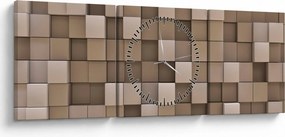 Obraz - Beżowe kostki (z zegarem) (90x30 cm)