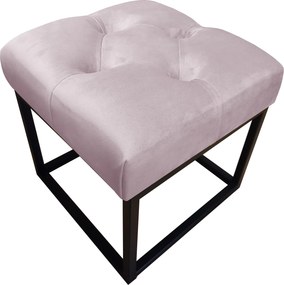 Pufa CHESTERFIELD tkanina Welur loft ławka podnóżek metal : Kolor Stelaża - Czarny , Kolor tkaniny - VELVET - MG55, Typ tkaniny - Velvet