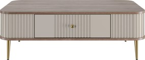 Stolik kawowy Vesper 103x60 cm z szufladą - kaszmir / orzech / złote nogi