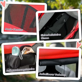 Składany Wózek dla Psów i Kotów PawHut do 30 kg, 110 x 65 x 102 cm, Czerwony