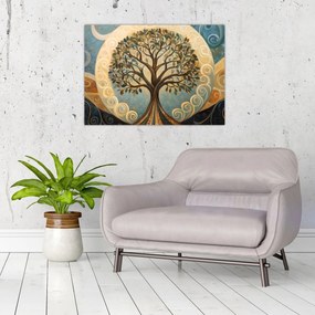 Obraz na szkle – Drzewo życia i spirale (70x50 cm)