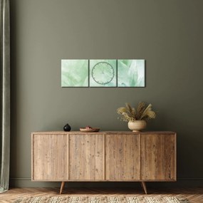 Obraz - Zielony kwiat (z zegarem) (90x30 cm)