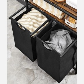 Vasagle Kosz na bieliznę z 2 półkami BERGEN, 2x46l, czarna/brązowa