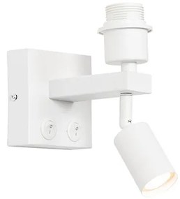 Nowoczesna lampa ścienna biała z lampką do czytania - Brescia