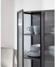Czarna stalowa witryna 70x143x41 cm Trixie – Kave Home