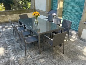 Duży zestaw obiadowy Sottile szary technorattan