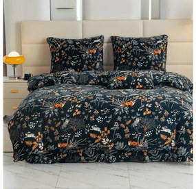 PrzytulneMieszkanie.pl PrzytulneMieszkanie.pl PrzytulneMieszkanie.pl Zestaw 2 szt. pościeli z mikropluszu THE FOX AND THE HARE ciemnozielone + prześcieradło z mikropluszu SOFT 180x200 cm białe, podwójne łóżko