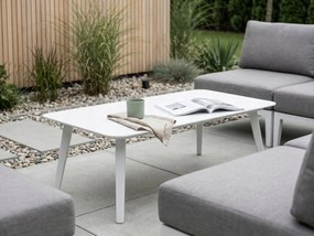 Stolik ogrodowy aluminiowy biały 120x60x43 cm lekki wytrzymały tarasowy