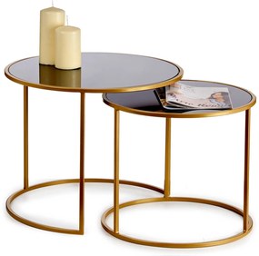 Zestaw stolików kawowych do salonu LUVO, metal, 2 sztuki