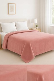 Koc Różowy Gładki 160x200cm Miękki Ciepły Przytulny do domu salonu sypialni