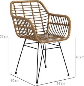 HOMCOM Zestaw Krzeseł Kuchennych Dekoracja Rattan | Aosom PL