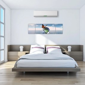 Obraz motyla na szklanej kuli (170x50 cm)