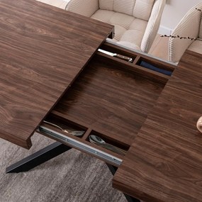 Stół Prostokątny Rozkładany HAMPTON 160-240 cm Orzech/Czarny do Jadalni Nowoczesny Loft