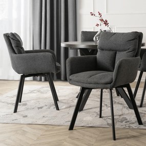 Krzesło Tapicerowane Obrotowe do Salonu CORTADO Ciemnoszare Nowoczesne