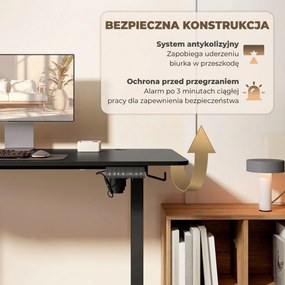 Vinsetto Biurko stojące, regulowane, komputerowe 140 cm x 70 cm x 116 cm, Czarne