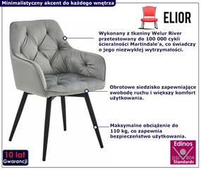 Popielate obrotowe krzesło pikowane A7-H54