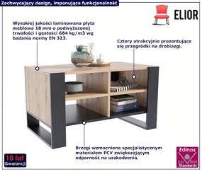 Prostokątna ława kawowa do salonu czarny + dąb artisan - Lajra