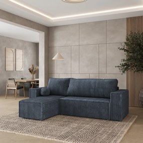 Masseno Narożnik RAVELO z funkcją spania i pojemnikiem na pościel Narozniki L, Rozkładana sofa - Szary, TILIA 85