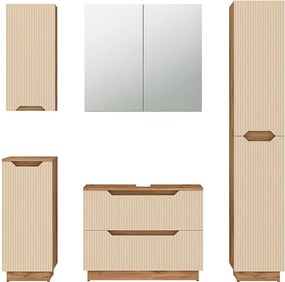 Zestaw mebli łazienkowych dąb/kaszmir w paski 79.6x32x62.1 lotta