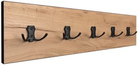 Drewniany wieszak ścienny loft dąb craft + czarny S9-R74