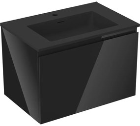 Mexen Orio szafka łazienkowa 70 cm z umywalką Otis, 1 szuflada, czarna połysk/czarna mat - 91A10-07047-1-BF70-W18M71