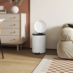 HOMCOM Kosz na śmieci 20L, z pedałem, wyjmowanym pojemnikiem, odporny na odciski, ciche zamykanie, Kremowy