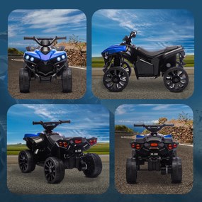AIYAPLAY Elektryczny quad dla dzieci ATV z akumulatorem 6V do ładowania, LED-światłami i muzyką, wiek 3-8 lat, niebieski | Aosom PL