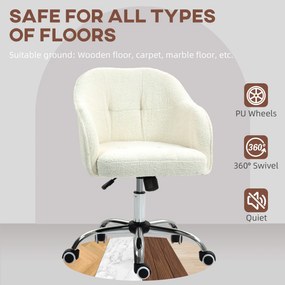 HOMCOM Fotel do home office, Ergonomiczny Fotel Obrotowy z Funkcją Bujania, Atrakcyjna tekstura teddy 56 x 61 x 86 cm Kremowy