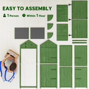 Outsunny Szafka Ogrodowa Drewniana z 3 Półkami, Zamykane Drzwi, Asfaltowy Dach, Wentylacja | Aosom PL