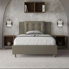 Łóżko wyposażone w stelaż z listwami tapicerowane 120x190 sztucznej skóry cappuccino Annalisa