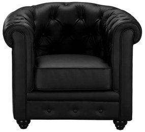 Fotel z ekoskóry CHESTERFIELD - Czarny